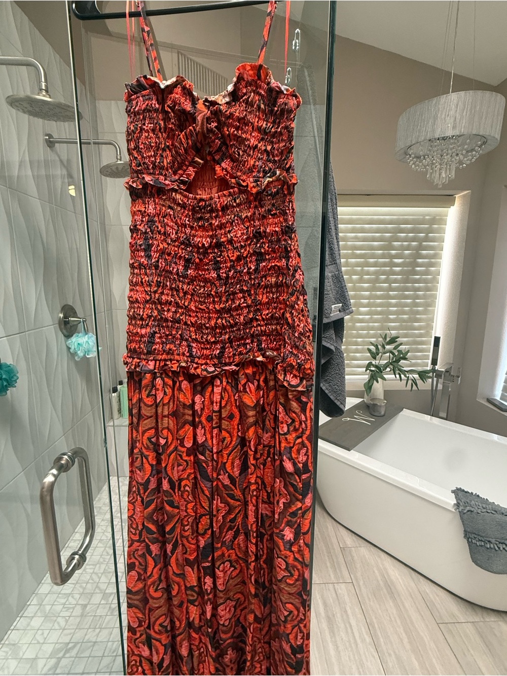Petal & Pup Red and Black Paisley Smocked Maxi Dress